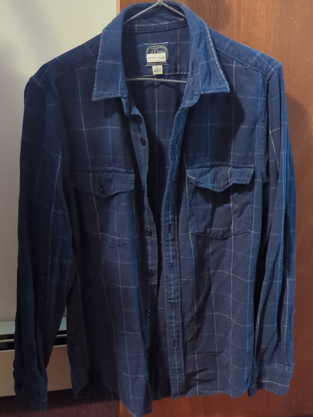Vintage 90's J. Crew Blue Plaid Button-Up Men's Size Small